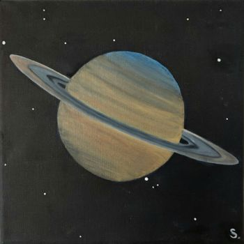 Painting titled "Saturne" by Sandrine Foltz, Original Artwork, Oil