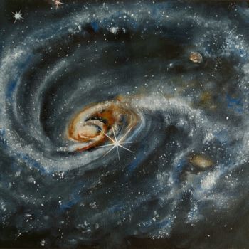 Peinture intitulée "Galaxie UGC 1810" par Sandrine Foltz, Œuvre d'art originale, Huile