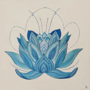 Painting titled "Fleur de lotus" by Sandrine Foltz, Original Artwork, Acrylic