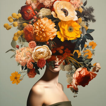 Digitale Kunst mit dem Titel "FLORAL" von Muse Korner, Original-Kunstwerk, Digitale Collage