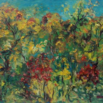 Painting titled "Late Autumn" by Mushegh Grigoryan, Original Artwork, Oil