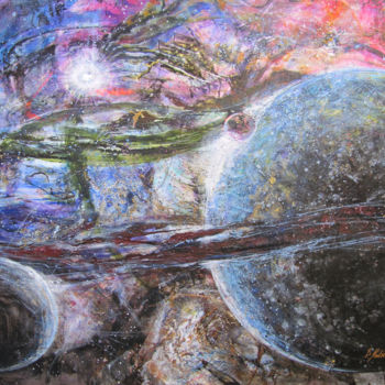 Malerei mit dem Titel "Mars and His two mo…" von Dmitri Matkovsky, Original-Kunstwerk, Acryl