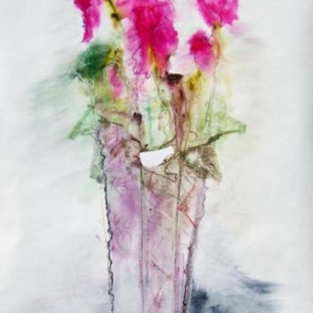 Malerei mit dem Titel "Red flowers in vase" von Dmitri Matkovsky, Original-Kunstwerk, Öl