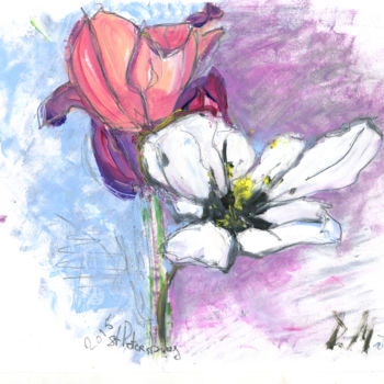 Peinture intitulée "Some Flowers 2, Ori…" par Dmitri Matkovsky, Œuvre d'art originale, Encre