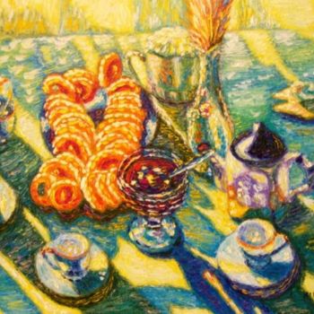 Картина под названием "Варенье и сушки…" - Julia Musina, Подлинное произведение искусства, Масло