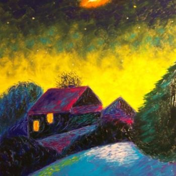 Pittura intitolato "Моя ночь  My night" da Julia Musina, Opera d'arte originale, Olio