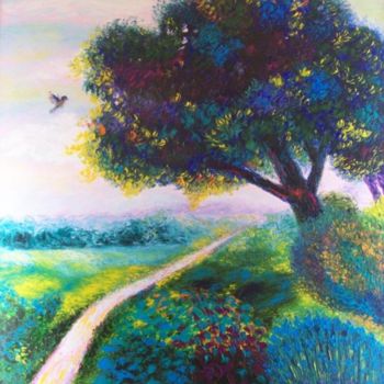 Картина под названием "Прогулка в лето  Wa…" - Julia Musina, Подлинное произведение искусства, Масло