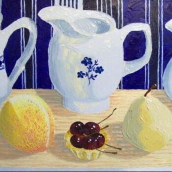 Painting titled "Молочники. Milk jug…" by Julia Musina, Original Artwork, Oil