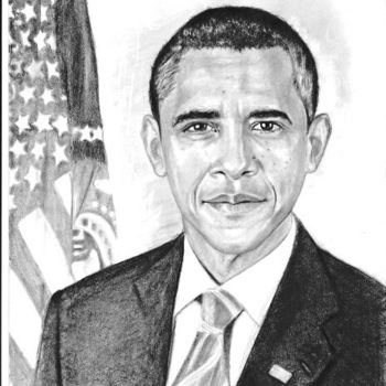 Drawing titled "Barack Obama" by Muss, Original Artwork, Other