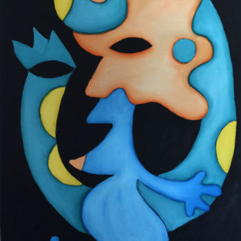 Painting titled "JUBBA et le serpent…" by Sara Musseau, Original Artwork, Oil