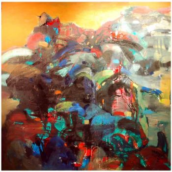 Pittura intitolato "oil colour on board" da Mutaz Elemam, Opera d'arte originale