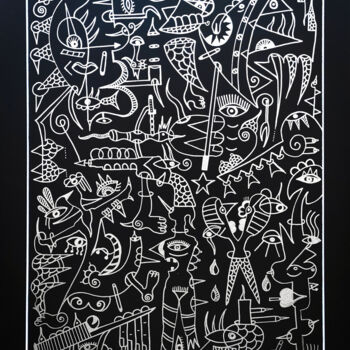 Malerei mit dem Titel "A historia que foi…" von Mutes / César Amorim, Original-Kunstwerk, Emaille