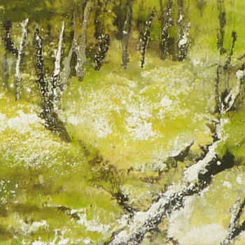 Painting titled "Forêt en été" by Chenx, Original Artwork, Acrylic