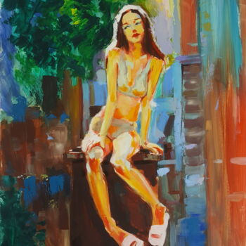 Pittura intitolato "cöptenekesinde otur…" da Muzaffer Bulut, Opera d'arte originale, Olio