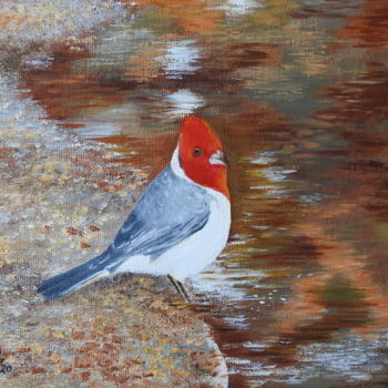Painting titled "Cardenal a orillas…" by Marina Viñoly Apaolaza, Original Artwork, Oil