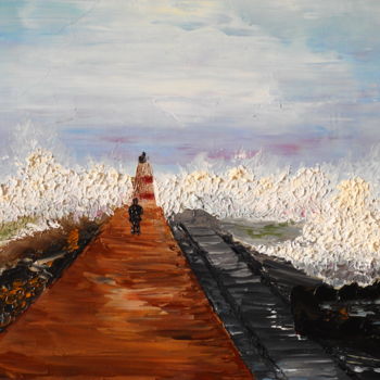 Pintura intitulada "Playa da Rocha, Alg…" por Marina Viñoly Apaolaza, Obras de arte originais, Óleo Montado em Outro painel…