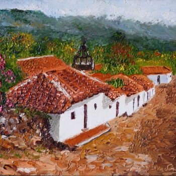 Painting titled "Guane, Colombia" by Marina Viñoly Apaolaza, Original Artwork, Oil Mounted on Other rigid panel