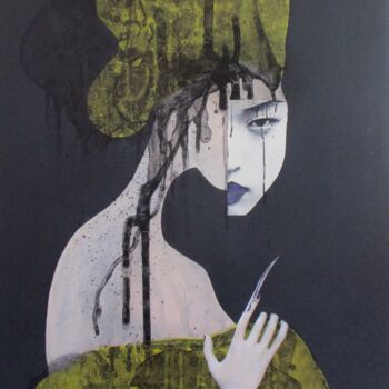 Pittura intitolato "Yellow Geisha" da Marian Williams, Opera d'arte originale, Acrilico