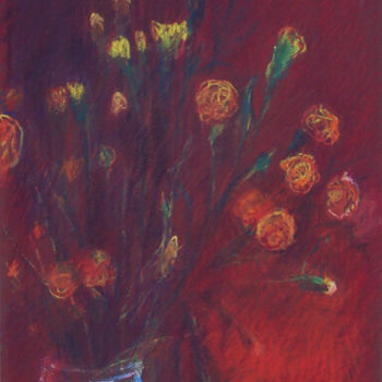 Drawing titled "Flowers in a jar II" by Magdalena Wojciechowska, Original Artwork, Pastel