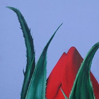 Painting titled "Budding rose" by Mo-Art, Original Artwork
