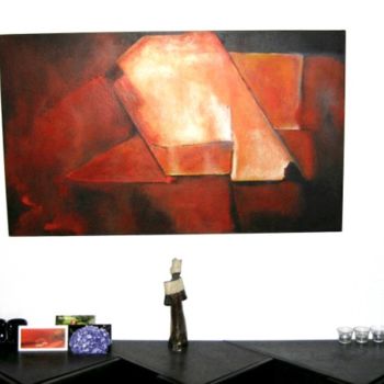 Painting titled "Scenery in red" by Mo-Art, Original Artwork, Oil
