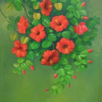 Painting titled "2013-hibicus-flower…" by M Yatim, Original Artwork