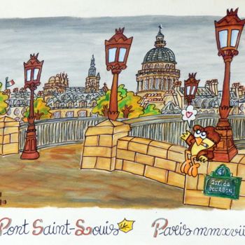 Painting titled ""Pont Saint-Louis"" by David Manuel Garcia, Original Artwork, Acrylic