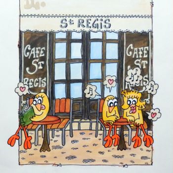 Schilderij getiteld "Café "Saint-Régis"" door David Manuel Garcia, Origineel Kunstwerk, Acryl