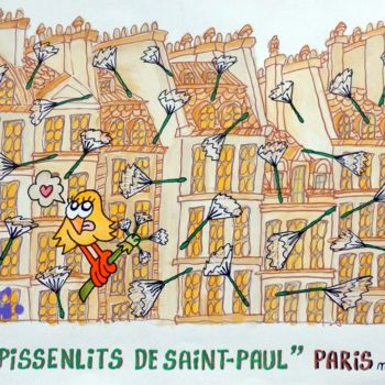 Painting titled ""Les pissenlits de…" by David Manuel Garcia, Original Artwork, Acrylic