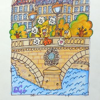 绘画 标题为“"Le pont Louis-Phil…” 由David Manuel Garcia, 原创艺术品, 丙烯