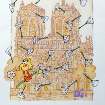 Peinture intitulée ""Notre-Dame des pis…" par David Manuel Garcia, Œuvre d'art originale, Acrylique