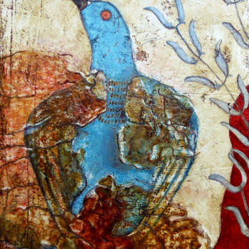 Pittura intitolato "Blue bird" da Myfolkart Paintings, Opera d'arte originale, Acrilico