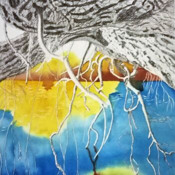 Peinture intitulée "Saule en hiver" par Myind, Œuvre d'art originale, Aquarelle