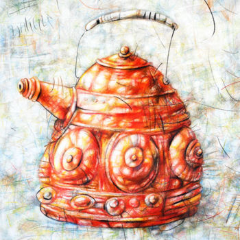 Malerei mit dem Titel "THE RED KETTLE" von Mykhailo Semashyn, Original-Kunstwerk, Öl