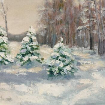 Painting titled "Winter’s trees" by Myko Tinka, Original Artwork, Oil