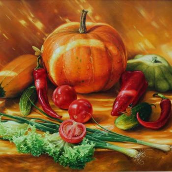 Schilderij getiteld "Autumn harvest" door Mykola Kaftan, Origineel Kunstwerk, Olie