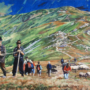 Schilderij getiteld "Carpathian Mountains" door Mykola Koidan, Origineel Kunstwerk, Olie