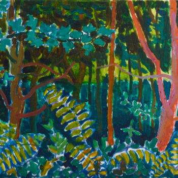 Painting titled "Forest motif in Sla…" by Mykola Kozlovskyi, Original Artwork, Oil