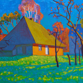 Pittura intitolato "Autumn morning" da Mykola Kozlovskyi, Opera d'arte originale, Acrilico