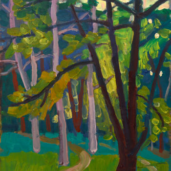 Peinture intitulée "Forest. Evening." par Mykola Kozlovskyi, Œuvre d'art originale, Huile