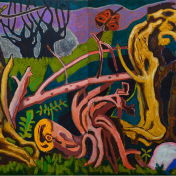 Malerei mit dem Titel "Willow. Diptych" von Mykola Kozlovskyi, Original-Kunstwerk, Öl