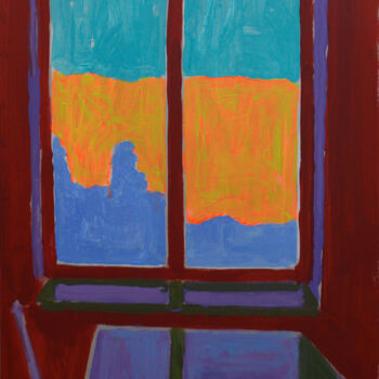 Painting titled "Window. Evening" by Mykola Kozlovskyi, Original Artwork, Acrylic