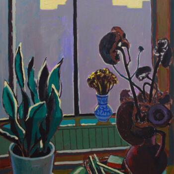 Peinture intitulée "On the windowsill.…" par Mykola Kozlovskyi, Œuvre d'art originale, Acrylique
