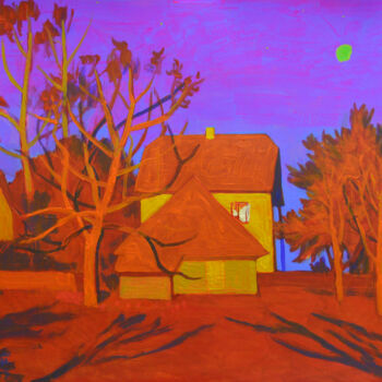 Pintura intitulada "Evening. Orange lig…" por Mykola Kozlovskyi, Obras de arte originais, Acrílico