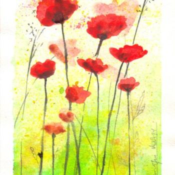 Peinture intitulée "coquelicots 1" par Myla, Œuvre d'art originale, Huile