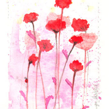 Painting titled "coquelicots 2" by Myla, Original Artwork, Oil