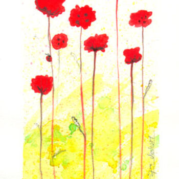Painting titled "coquelicots 3" by Myla, Original Artwork, Oil