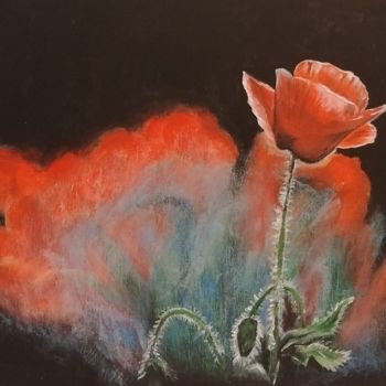 Painting titled "Coquelicots" by Elena Garcia, Original Artwork, Acrylic