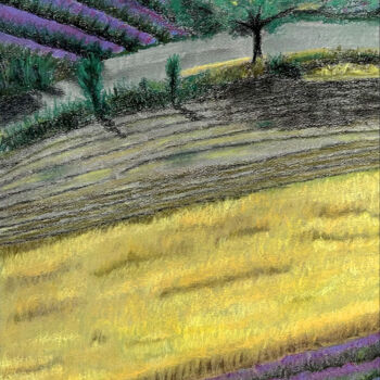 Dessin intitulée "Jaune Provence" par Mylène Gandon, Œuvre d'art originale, Pastel