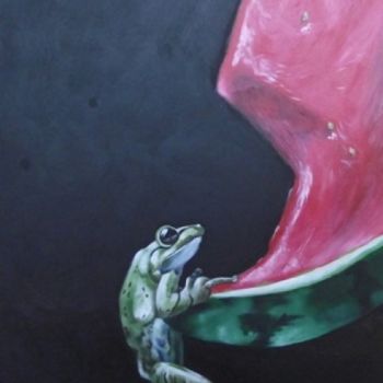 Peinture intitulée "La grenouille à la…" par Mylenecab, Œuvre d'art originale
